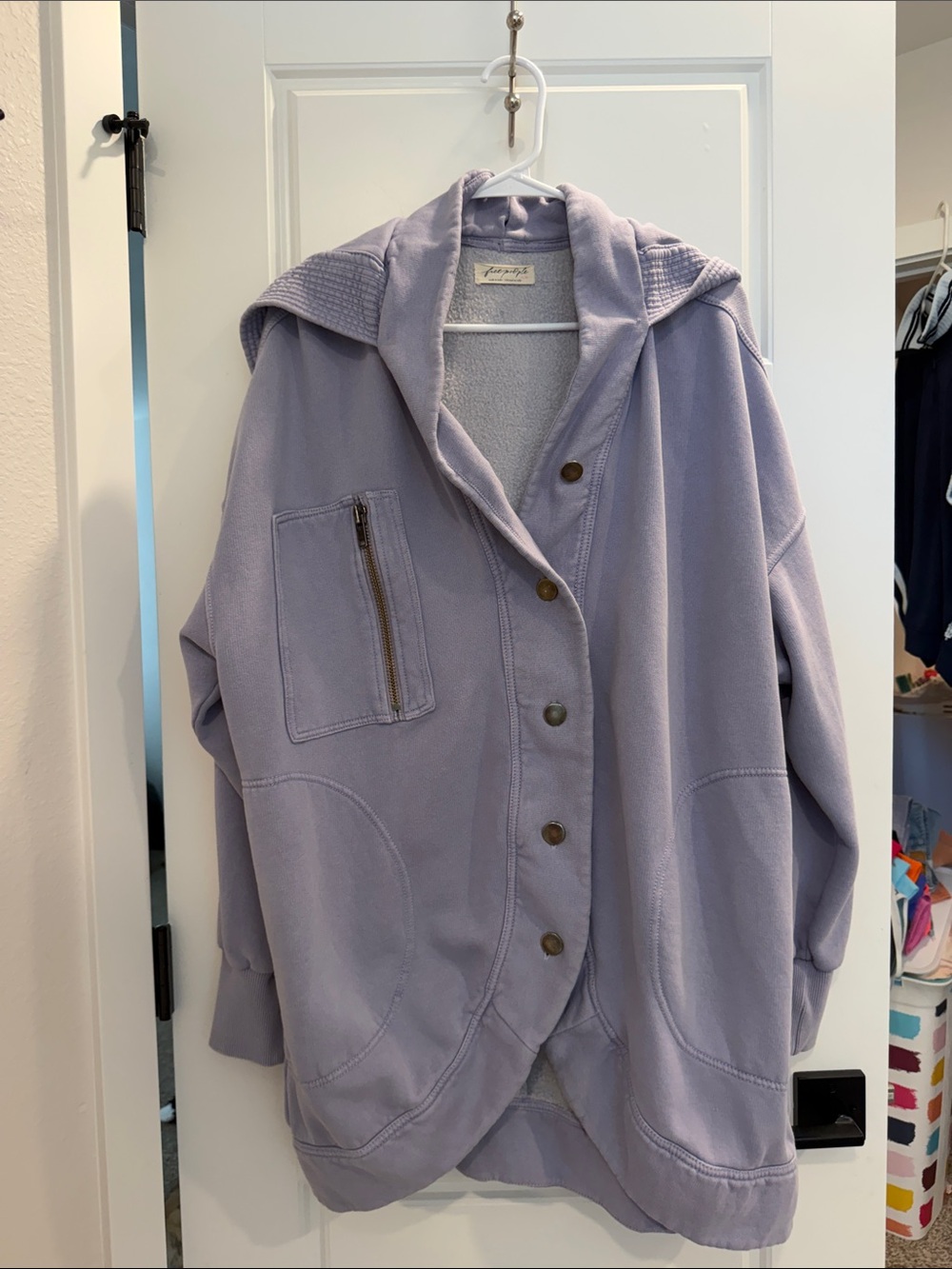 Free People Lavender Hooded Teddy Jacket